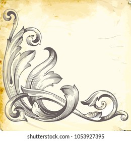 Retro baroque decorations element with flourishes calligraphic ornament. Vintage style design collection for Posters, Placards, Invitations, Banners, Badges and Logotypes.