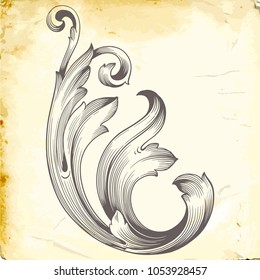 Retro baroque decorations element with flourishes calligraphic ornament. Vintage style design collection for Posters, Placards, Invitations, Banners, Badges and Logotypes.