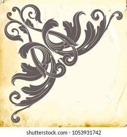 Retro baroque decorations element with flourishes calligraphic ornament. Vintage style design collection for Posters, Placards, Invitations, Banners, Badges and Logotypes.