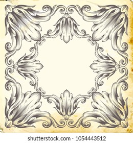 Retro baroque decorations element with flourishes calligraphic ornament. Vintage style design collection for Posters, Placards, Invitations, Banners, Badges and Logotypes.