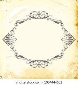 Retro baroque decorations element with flourishes calligraphic ornament. Vintage style design collection for Posters, Placards, Invitations, Banners, Badges and Logotypes.