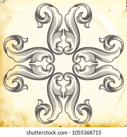 Retro baroque decorations element with flourishes calligraphic ornament. Vintage style design collection for Posters, Placards, Invitations, Banners, Badges and Logotypes.