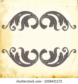 Retro baroque decorations element with flourishes calligraphic ornament. Vintage style design collection for Posters, Placards, Invitations, Banners, Badges and Logotypes.
