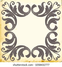 Retro baroque decorations element with flourishes calligraphic ornament. Vintage style design collection for Posters, Placards, Invitations, Banners, Badges and Logotypes.