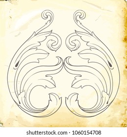 Retro baroque decorations element with flourishes calligraphic ornament. Vintage style design collection for Posters, Placards, Invitations, Banners, Badges and Logotypes.