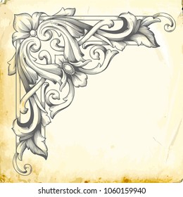 Retro baroque decorations element with flourishes calligraphic ornament. Vintage style design collection for Posters, Placards, Invitations, Banners, Badges and Logotypes.