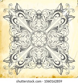 Retro baroque decorations element with flourishes calligraphic ornament. Vintage style design collection for Posters, Placards, Invitations, Banners, Badges and Logotypes.