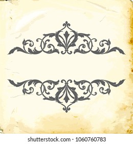 Retro baroque decorations element with flourishes calligraphic ornament. Vintage style design collection for Posters, Placards, Invitations, Banners, Badges and Logotypes.