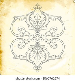 Retro baroque decorations element with flourishes calligraphic ornament. Vintage style design collection for Posters, Placards, Invitations, Banners, Badges and Logotypes.