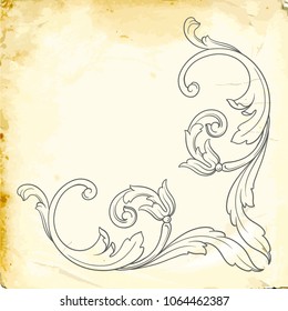 Retro baroque decorations element with flourishes calligraphic ornament. Vintage style design collection for Posters, Placards, Invitations, Banners, Badges and Logotypes.