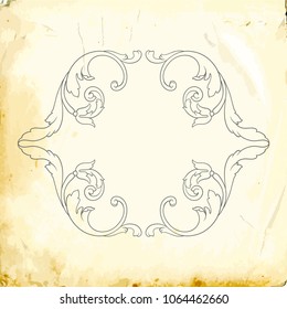 Retro baroque decorations element with flourishes calligraphic ornament. Vintage style design collection for Posters, Placards, Invitations, Banners, Badges and Logotypes.