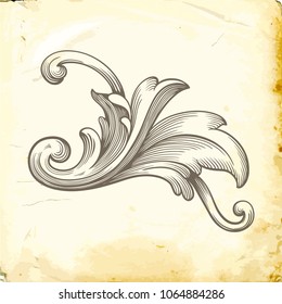 Retro baroque decorations element with flourishes calligraphic ornament. Vintage style design collection for Posters, Placards, Invitations, Banners, Badges and Logotypes.