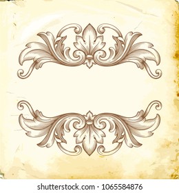 Retro baroque decorations element with flourishes calligraphic ornament. Vintage style design collection for Posters, Placards, Invitations, Banners, Badges and Logotypes.