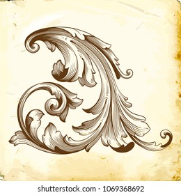 Retro baroque decorations element with flourishes calligraphic ornament. Vintage style design collection for Posters, Placards, Invitations, Banners, Badges and Logotypes.