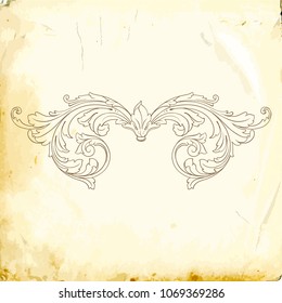 Retro baroque decorations element with flourishes calligraphic ornament. Vintage style design collection for Posters, Placards, Invitations, Banners, Badges and Logotypes.