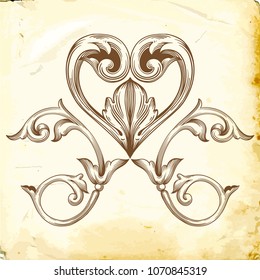 Retro baroque decorations element with flourishes calligraphic ornament. Vintage style design collection for Posters, Placards, Invitations, Banners, Badges and Logotypes.