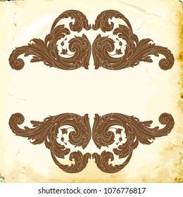 Retro baroque decorations element with flourishes calligraphic ornament. Vintage style design collection for Posters, Placards, Invitations, Banners, Badges and Logotypes.