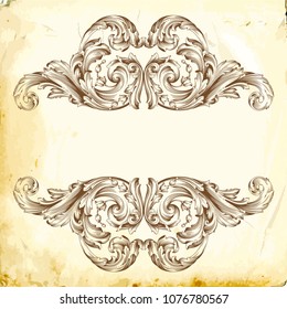 Retro baroque decorations element with flourishes calligraphic ornament. Vintage style design collection for Posters, Placards, Invitations, Banners, Badges and Logotypes.