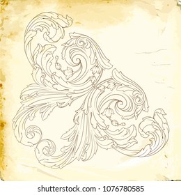 Retro baroque decorations element with flourishes calligraphic ornament. Vintage style design collection for Posters, Placards, Invitations, Banners, Badges and Logotypes.