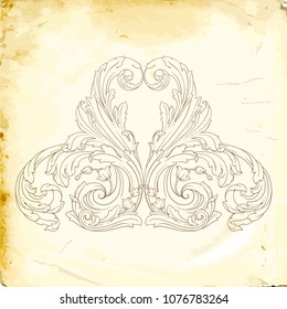 Retro baroque decorations element with flourishes calligraphic ornament. Vintage style design collection for Posters, Placards, Invitations, Banners, Badges and Logotypes.