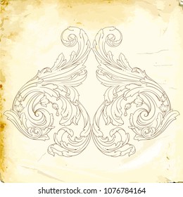 Retro baroque decorations element with flourishes calligraphic ornament. Vintage style design collection for Posters, Placards, Invitations, Banners, Badges and Logotypes.