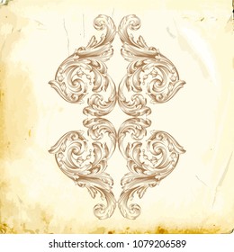 Retro baroque decorations element with flourishes calligraphic ornament. Vintage style design collection for Posters, Placards, Invitations, Banners, Badges and Logotypes.