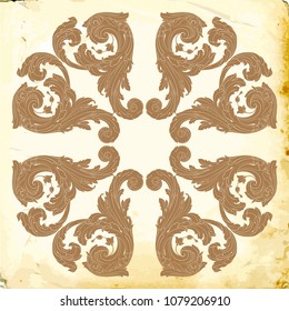 Retro baroque decorations element with flourishes calligraphic ornament. Vintage style design collection for Posters, Placards, Invitations, Banners, Badges and Logotypes.