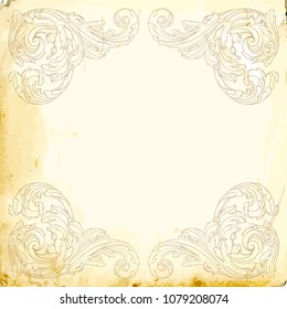 Retro baroque decorations element with flourishes calligraphic ornament. Vintage style design collection for Posters, Placards, Invitations, Banners, Badges and Logotypes.