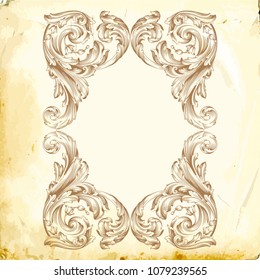 Retro baroque decorations element with flourishes calligraphic ornament. Vintage style design collection for Posters, Placards, Invitations, Banners, Badges and Logotypes.