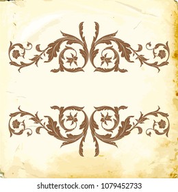 Retro baroque decorations element with flourishes calligraphic ornament. Vintage style design collection for Posters, Placards, Invitations, Banners, Badges and Logotypes.