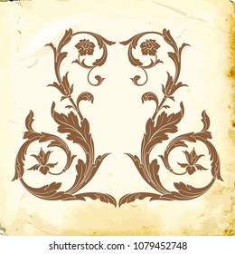 Retro baroque decorations element with flourishes calligraphic ornament. Vintage style design collection for Posters, Placards, Invitations, Banners, Badges and Logotypes.
