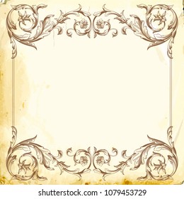 Retro baroque decorations element with flourishes calligraphic ornament. Vintage style design collection for Posters, Placards, Invitations, Banners, Badges and Logotypes.