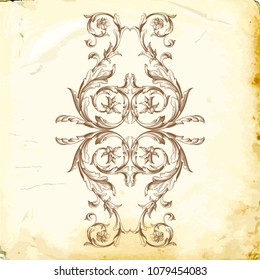 Retro baroque decorations element with flourishes calligraphic ornament. Vintage style design collection for Posters, Placards, Invitations, Banners, Badges and Logotypes.