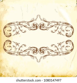 Retro baroque decorations element with flourishes calligraphic ornament. Vintage style design collection for Posters, Placards, Invitations, Banners, Badges and Logotypes.
