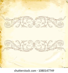 Retro baroque decorations element with flourishes calligraphic ornament. Vintage style design collection for Posters, Placards, Invitations, Banners, Badges and Logotypes.