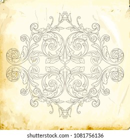 Retro baroque decorations element with flourishes calligraphic ornament. Vintage style design collection for Posters, Placards, Invitations, Banners, Badges and Logotypes.