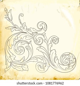 Retro baroque decorations element with flourishes calligraphic ornament. Vintage style design collection for Posters, Placards, Invitations, Banners, Badges and Logotypes.