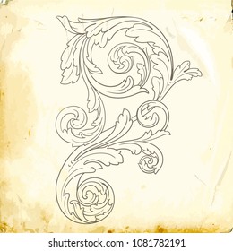 Retro baroque decorations element with flourishes calligraphic ornament. Vintage style design collection for Posters, Placards, Invitations, Banners, Badges and Logotypes.