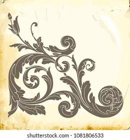 Retro baroque decorations element with flourishes calligraphic ornament. Vintage style design collection for Posters, Placards, Invitations, Banners, Badges and Logotypes.