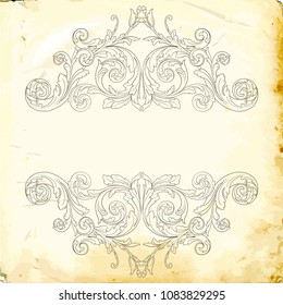 Retro baroque decorations element with flourishes calligraphic ornament. Vintage style design collection for Posters, Placards, Invitations, Banners, Badges and Logotypes.