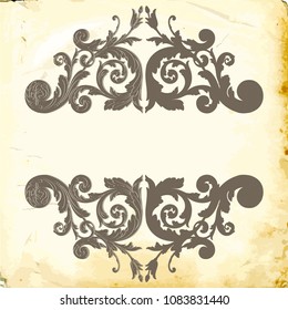 Retro baroque decorations element with flourishes calligraphic ornament. Vintage style design collection for Posters, Placards, Invitations, Banners, Badges and Logotypes.