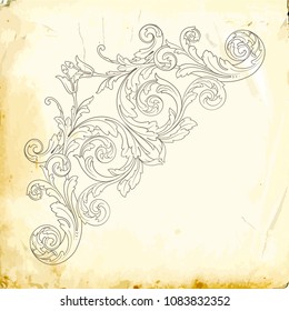 Retro baroque decorations element with flourishes calligraphic ornament. Vintage style design collection for Posters, Placards, Invitations, Banners, Badges and Logotypes.