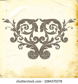 Retro baroque decorations element with flourishes calligraphic ornament. Vintage style design collection for Posters, Placards, Invitations, Banners, Badges and Logotypes.