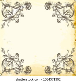 Retro baroque decorations element with flourishes calligraphic ornament. Vintage style design collection for Posters, Placards, Invitations, Banners, Badges and Logotypes.