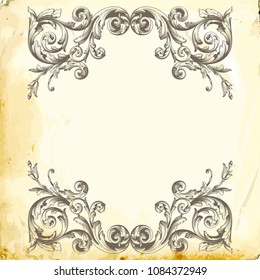 Retro baroque decorations element with flourishes calligraphic ornament. Vintage style design collection for Posters, Placards, Invitations, Banners, Badges and Logotypes.