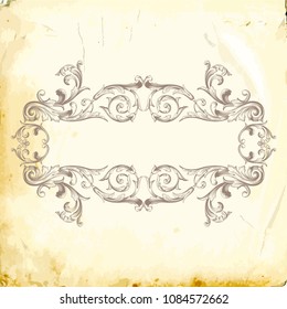 Retro baroque decorations element with flourishes calligraphic ornament. Vintage style design collection for Posters, Placards, Invitations, Banners, Badges and Logotypes.