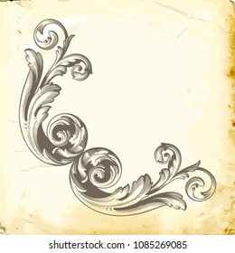 Retro baroque decorations element with flourishes calligraphic ornament. Vintage style design collection for Posters, Placards, Invitations, Banners, Badges and Logotypes.