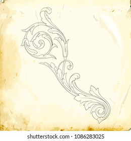 Retro baroque decorations element with flourishes calligraphic ornament. Vintage style design collection for Posters, Placards, Invitations, Banners, Badges and Logotypes.