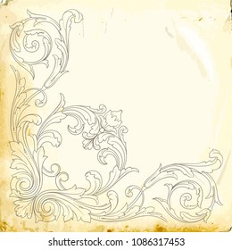 Retro baroque decorations element with flourishes calligraphic ornament. Vintage style design collection for Posters, Placards, Invitations, Banners, Badges and Logotypes.