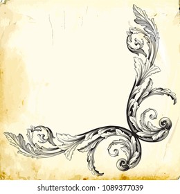 Retro baroque decorations element with flourishes calligraphic ornament. Vintage style design collection for Posters, Placards, Invitations, Banners, Badges and Logotypes.